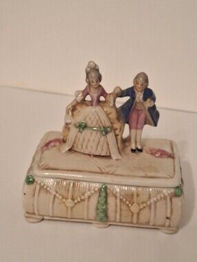 Antique Victorian Porcelain Trinket Box